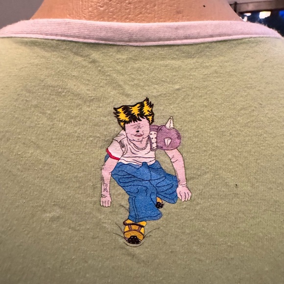 NWOT pastel green cut off graphic tank top size S - Picture 5 of 8